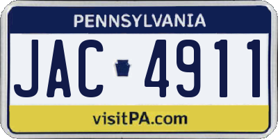 PA license plate JAC4911