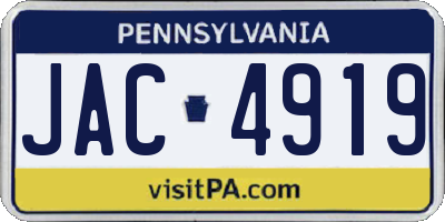 PA license plate JAC4919