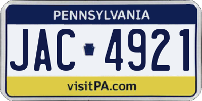 PA license plate JAC4921