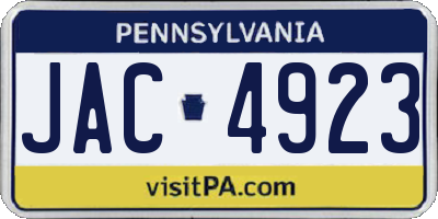 PA license plate JAC4923