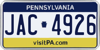PA license plate JAC4926