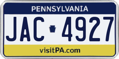 PA license plate JAC4927