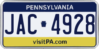 PA license plate JAC4928