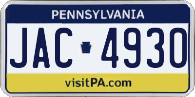 PA license plate JAC4930