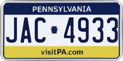 PA license plate JAC4933