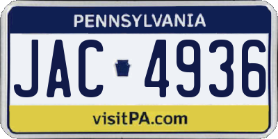 PA license plate JAC4936