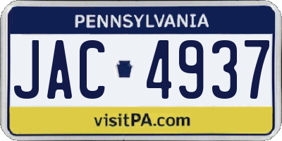 PA license plate JAC4937