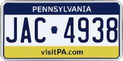PA license plate JAC4938