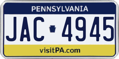 PA license plate JAC4945