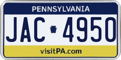 PA license plate JAC4950