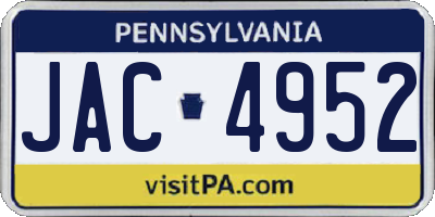 PA license plate JAC4952