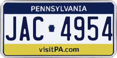 PA license plate JAC4954