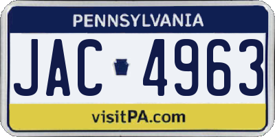 PA license plate JAC4963