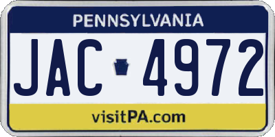 PA license plate JAC4972