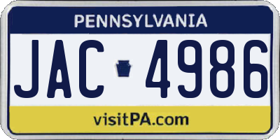 PA license plate JAC4986