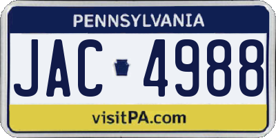 PA license plate JAC4988