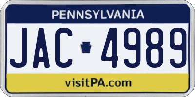PA license plate JAC4989