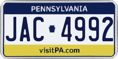 PA license plate JAC4992