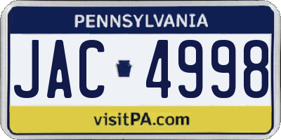 PA license plate JAC4998