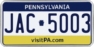 PA license plate JAC5003