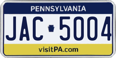 PA license plate JAC5004