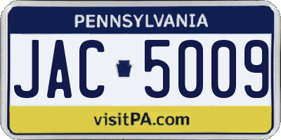 PA license plate JAC5009
