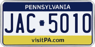 PA license plate JAC5010