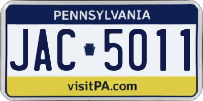 PA license plate JAC5011