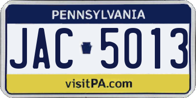 PA license plate JAC5013