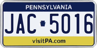 PA license plate JAC5016