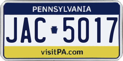 PA license plate JAC5017