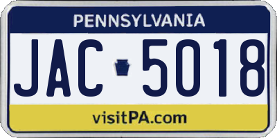 PA license plate JAC5018