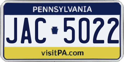 PA license plate JAC5022