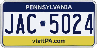 PA license plate JAC5024