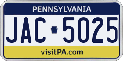 PA license plate JAC5025