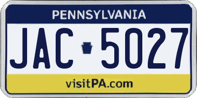 PA license plate JAC5027