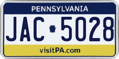 PA license plate JAC5028