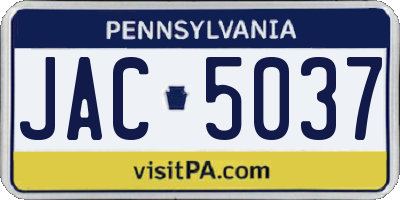 PA license plate JAC5037
