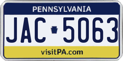 PA license plate JAC5063