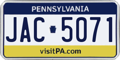 PA license plate JAC5071