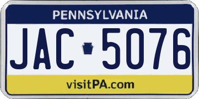 PA license plate JAC5076