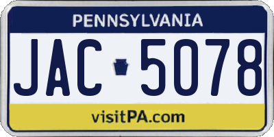 PA license plate JAC5078