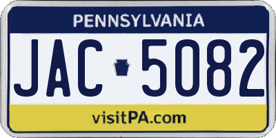 PA license plate JAC5082