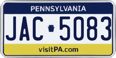 PA license plate JAC5083