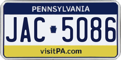 PA license plate JAC5086