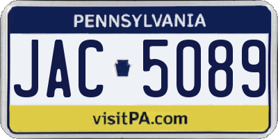 PA license plate JAC5089