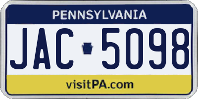 PA license plate JAC5098