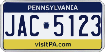 PA license plate JAC5123