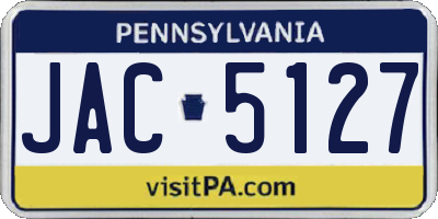 PA license plate JAC5127