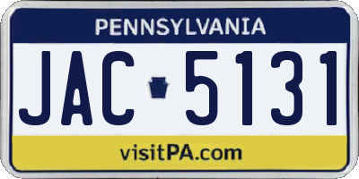 PA license plate JAC5131